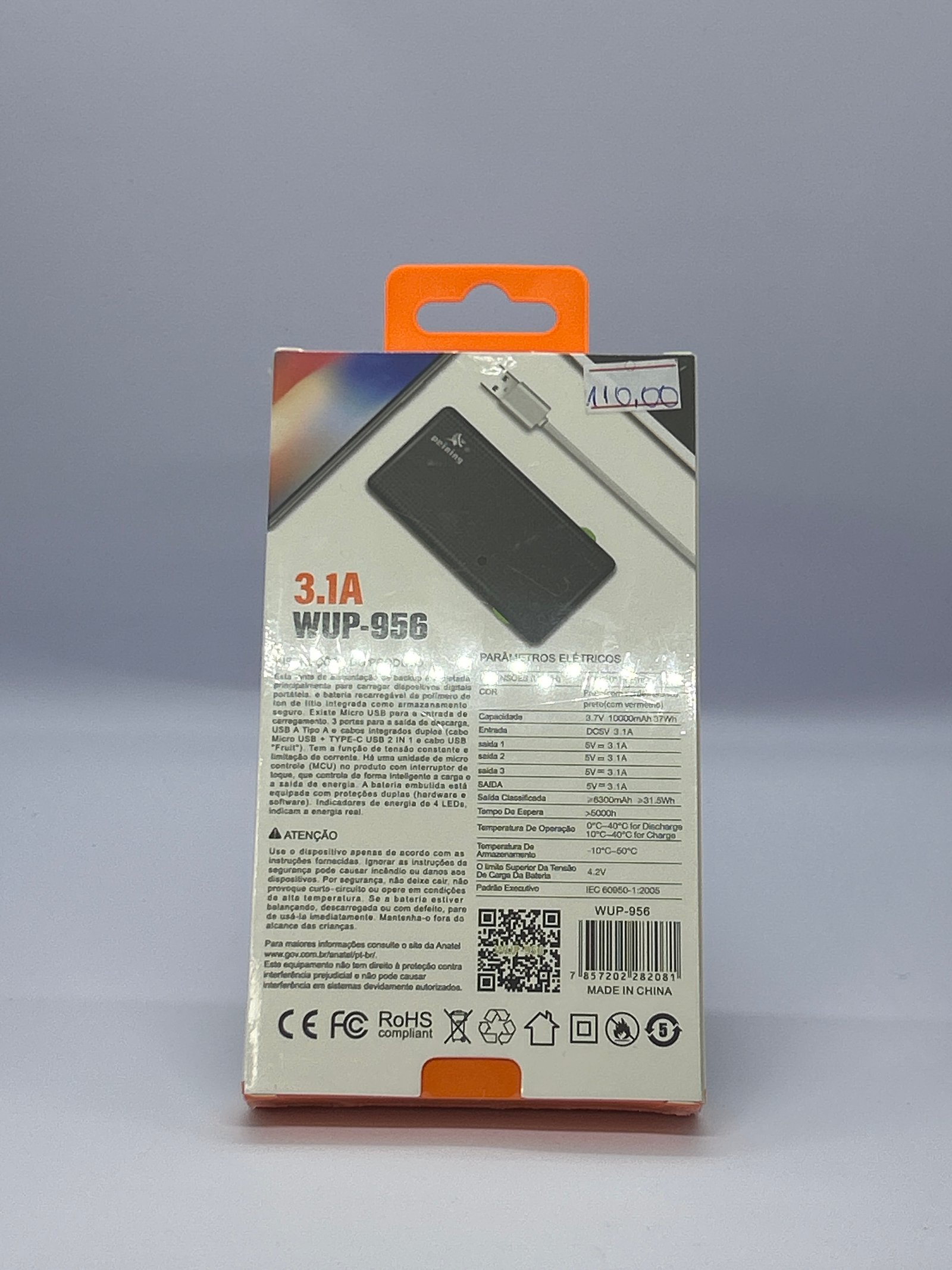 Carregador Portátil Com 3 Cabos 3.1A 10000mAh - imagem 2